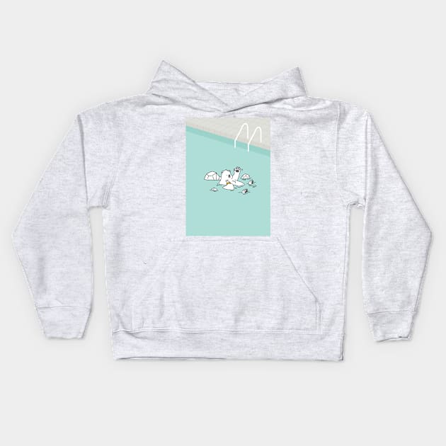 Polar Bear Inside The Pool Kids Hoodie by FullMoon